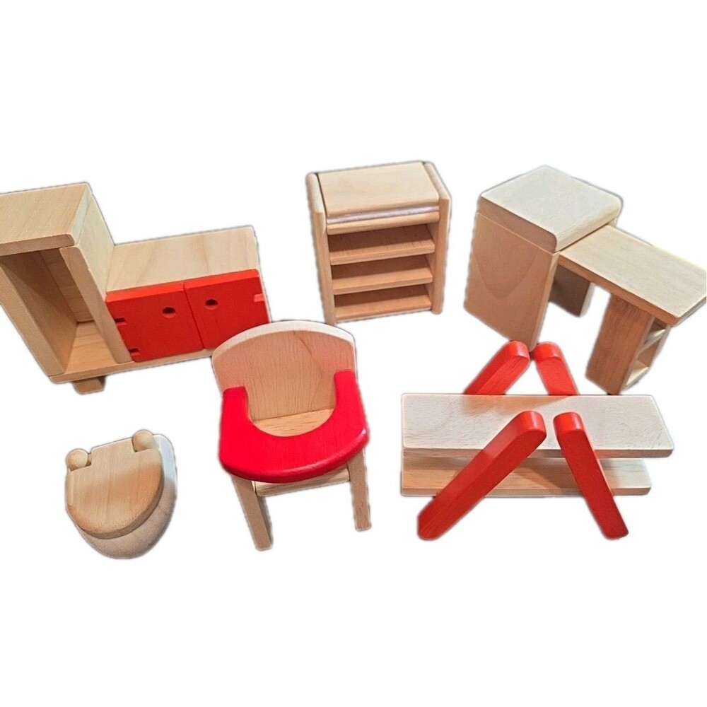 Doll House- Wooden Furniture- Toliet,Changing Table,Highchair